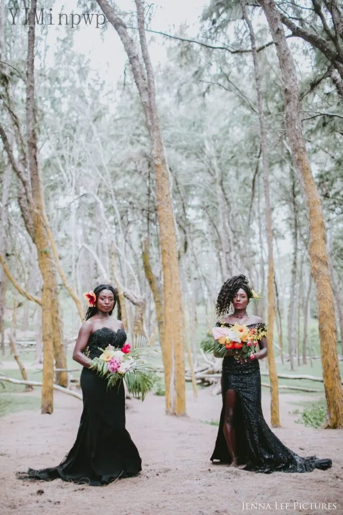 

Черное платье YiMinpwp для подружки невесты в двух разных стилях, садовое пляжное платье для гостей свадьбы, платье для подружки невесты на зака...