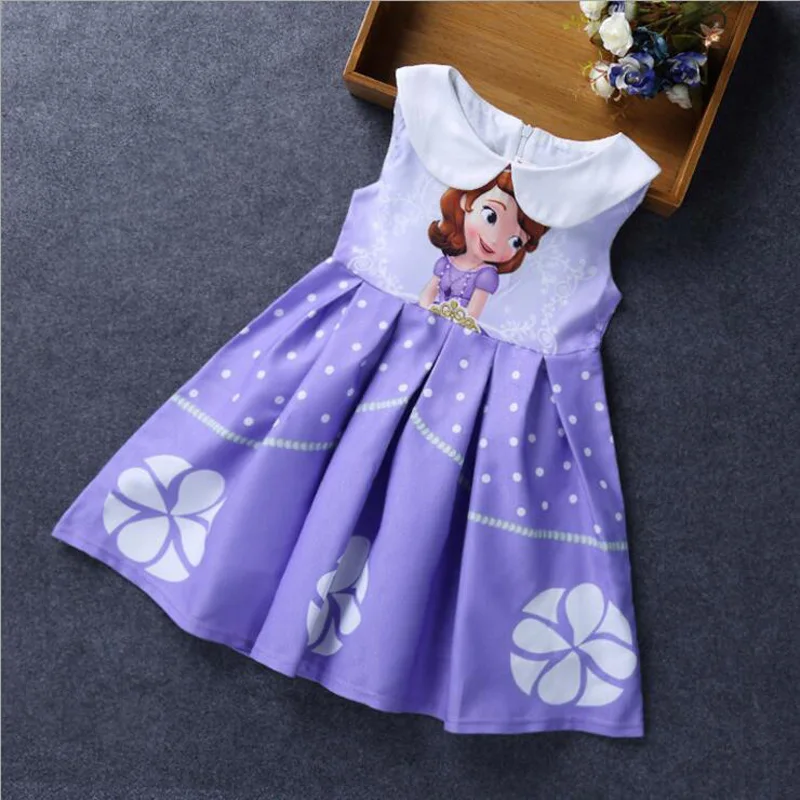 Girls Princess Sophia Anna Elsa Party Dress Children Kids Cartoon Tutu Summer Clothing Vestidos Costume Cotton Clothes |