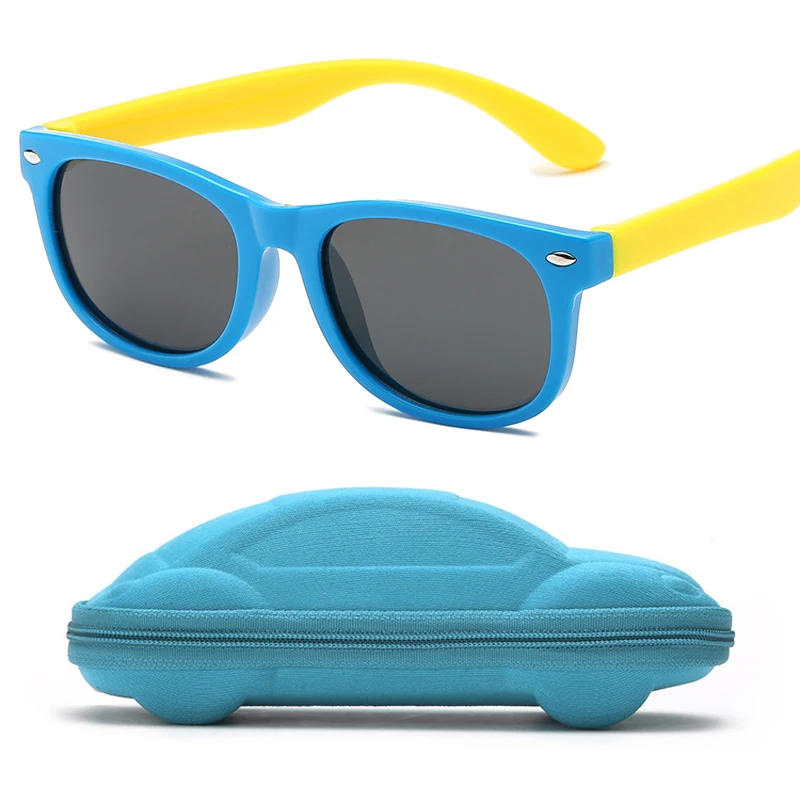 

Rubber frame Polarized Kids Sunglasses with Case Boys Girls Silicone Safety Sun Glasses Gift For Children Baby UV400 Gafas
