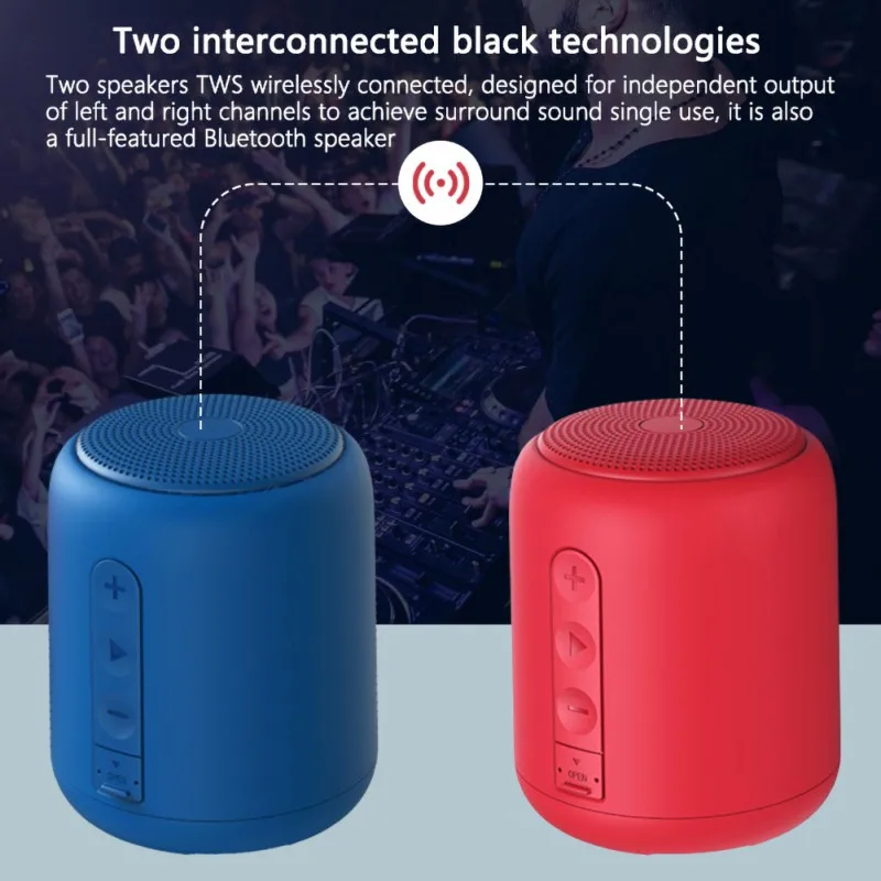 

Mini Bluetooth Speaker Wireless Portable Speaker Waterproof TWS Stereo Stereo Surround Sound Support TF Card Bass Box