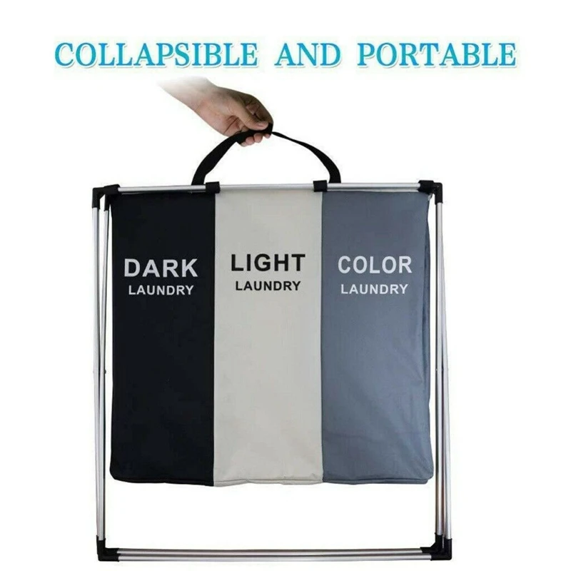 

Laundry Hamper Foldable Laundry Basket with 3 Section Large Dirty Clothes Sorter