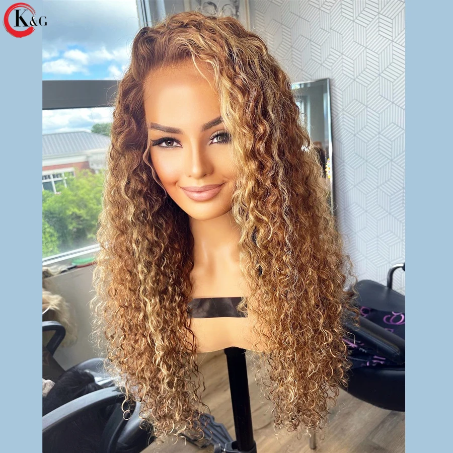KUNGANG хайлайтер 13*4 кружевные парики вьющиеся человеческие волосы бразильские