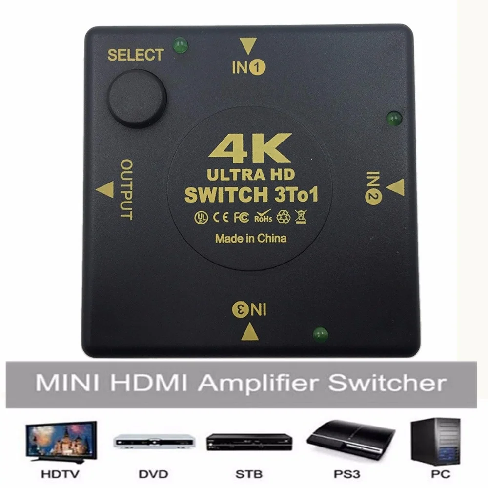 4K Коммутатор HDMI совместимый сплиттер * 2K 3D Mini 3 порта HD переключатель в 1 порт