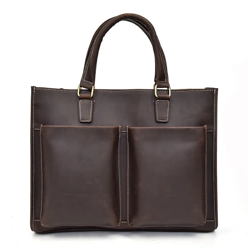 

Genuine leather cow skin men solid casual briefcase laptop handbags