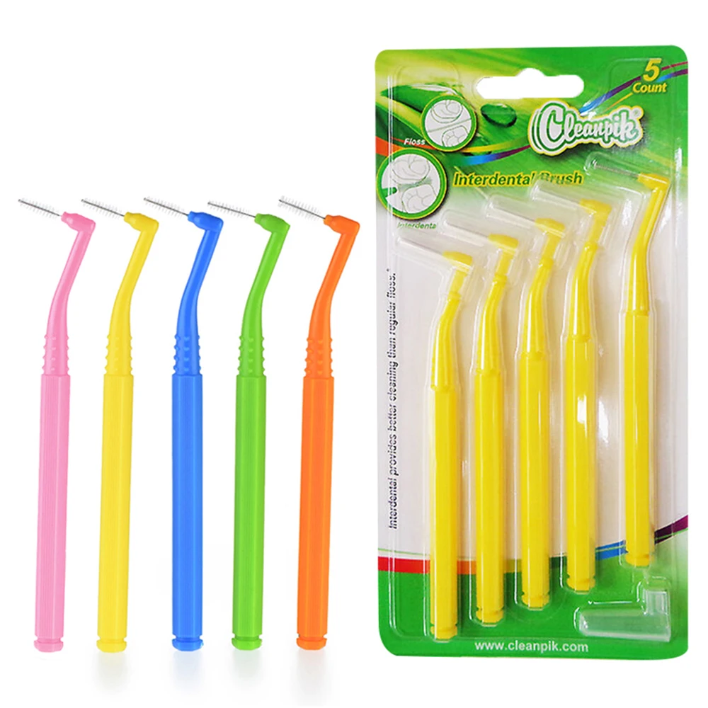 

5Pcs/Set L Type Interdental Brush 0.6mm-1.5mm Push-Pull Tooth Floss Dental Oral Care Tool For Teeth Cleaning Gum Toothbrush
