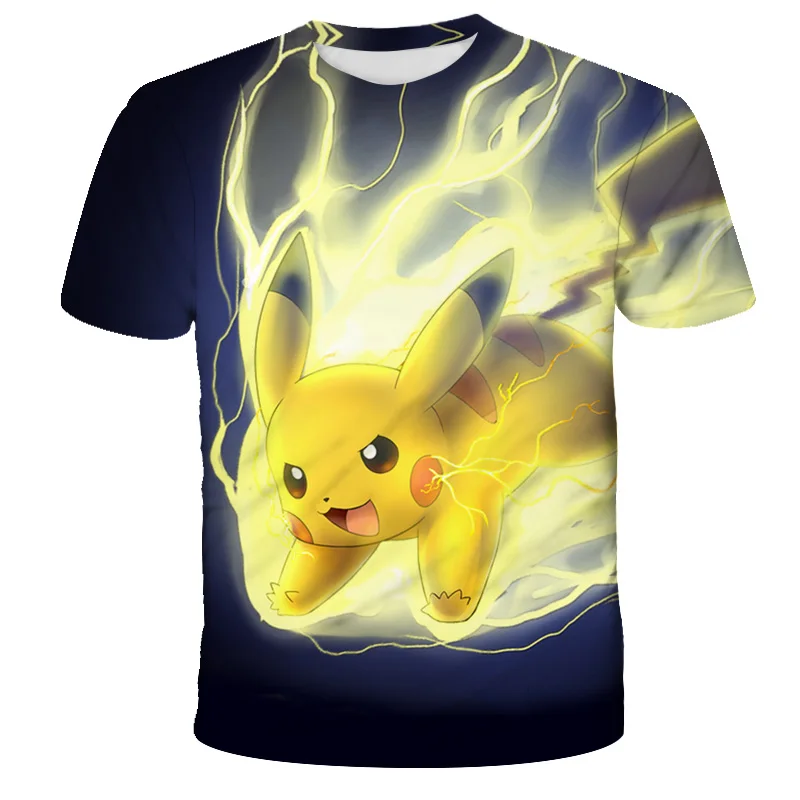 

Pokemon- T Shirt Cartoon Baby Kids Boys Girls Children Short Sleeves Summer Clothing Pikachu Cartoon Print Pikachu Tee Children
