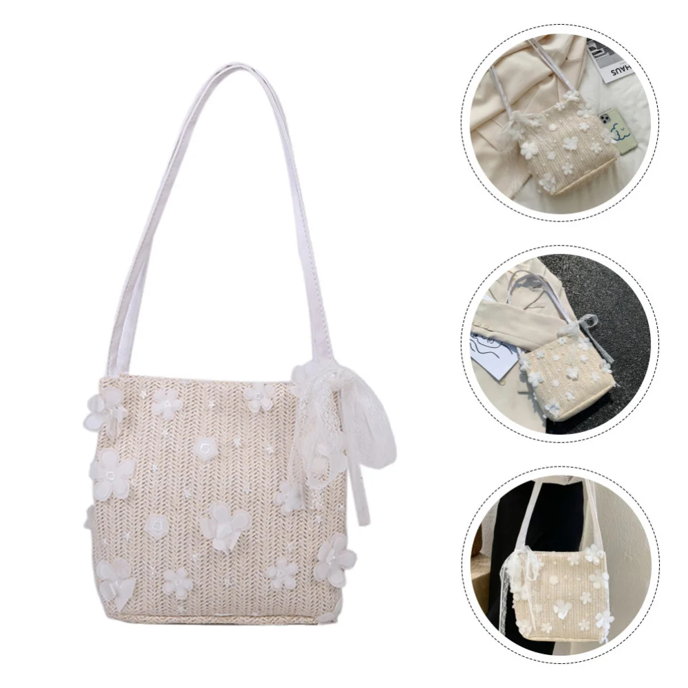 

1PC Bag Portable Pouch Straw Woven Bag Bucket Bag Chic Cross-body Bag