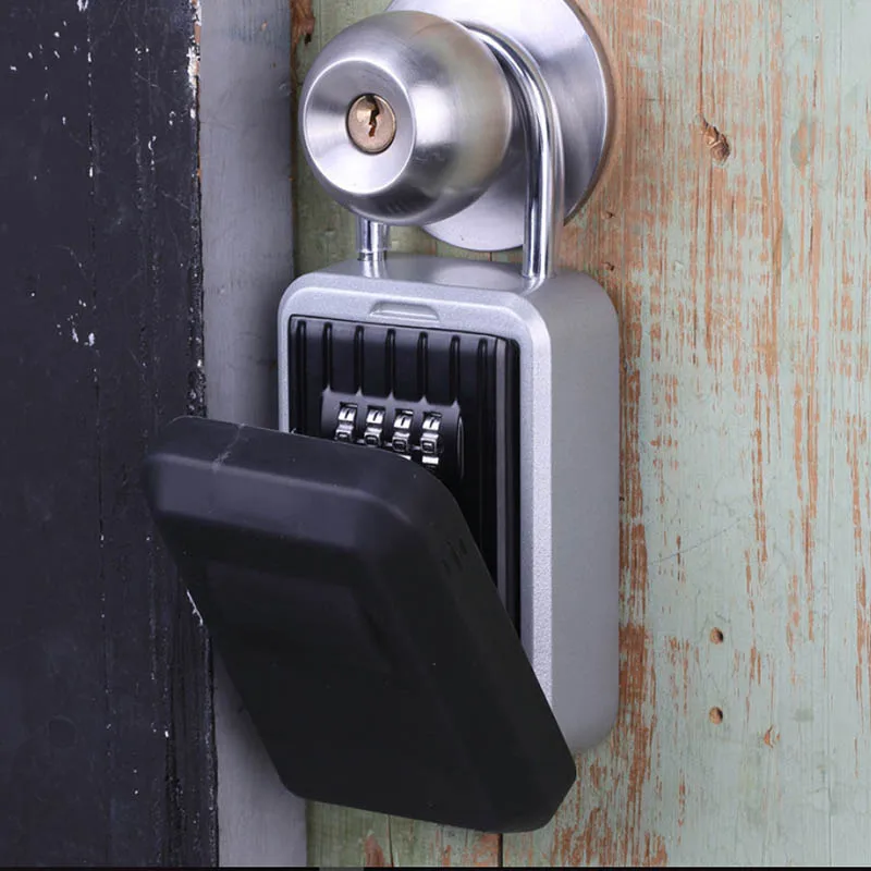 

Key Storage Lock Box with 4-Digit Combination Hanging Key Safe Box for Indoor Outdoor @M23