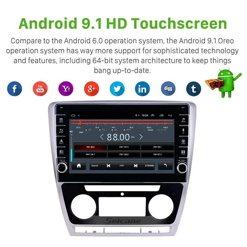 Seicane 10 1 дюймовый Android 9 ОЗУ 2 Гб ПЗУ 32 ГБ для 2007 2011 2012 2013 2014 SKODA Octavia автомобильный GPS