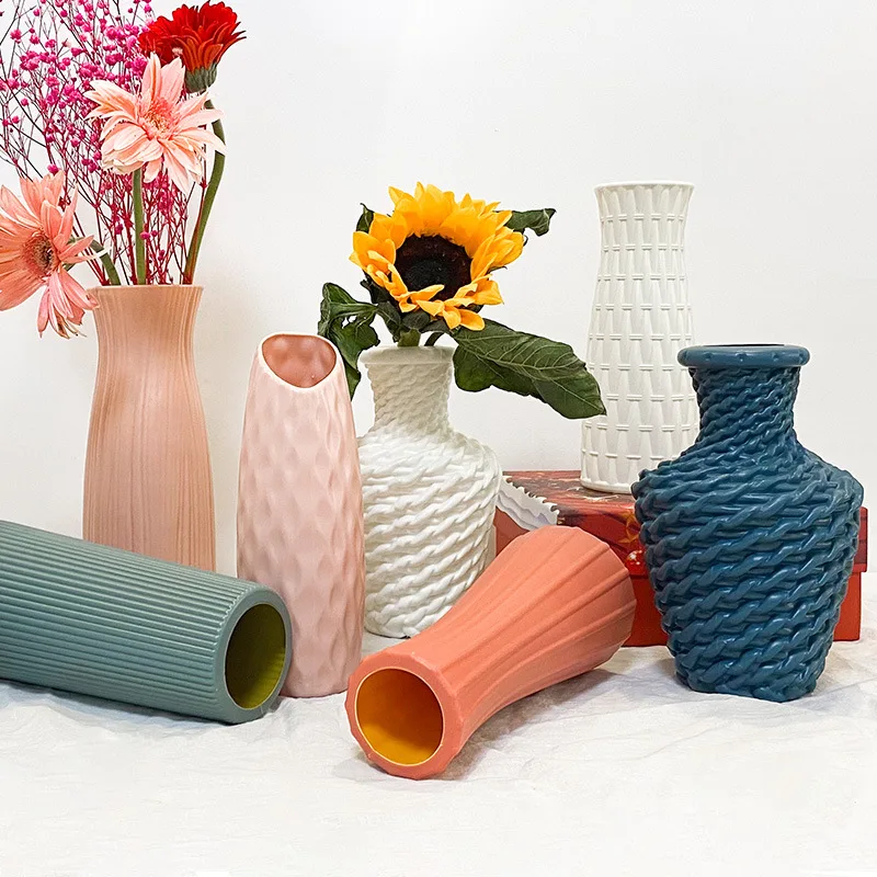 

Ins Plastic Vase Living Room Decoration Ornaments Modern Flower Vases for Decoration Home Small Vases for Flowers Home Decor