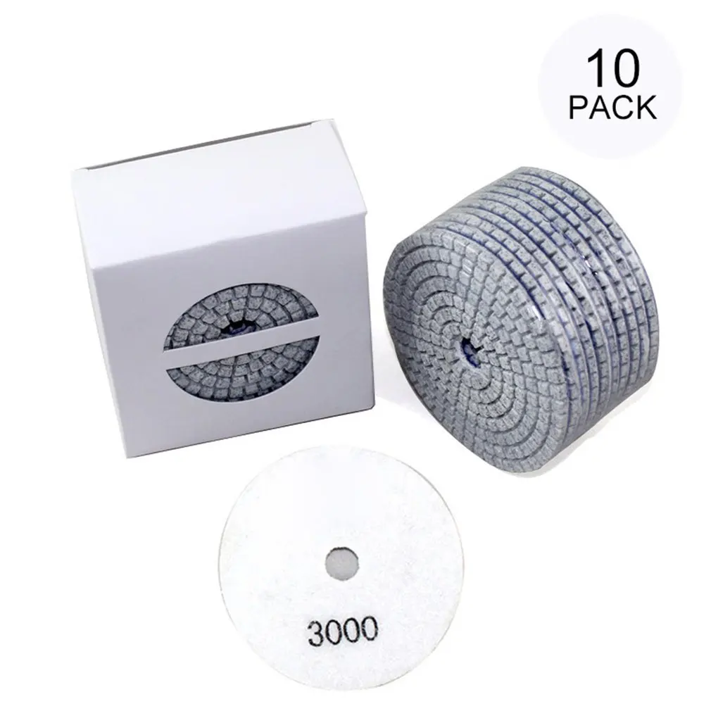 

10pcs Diamond Polishing Pads Kit 4 inch 100mm Wet/Dry for Granite Stone Concrete Marble Polishing Use Grinding Discs Set