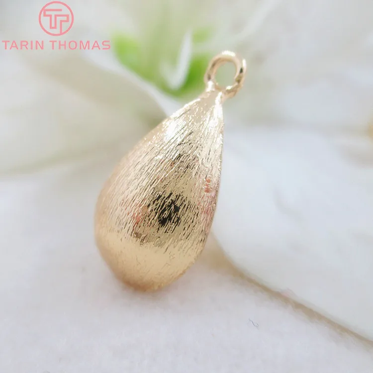 

(33211)6PCS 20*11MM 24K Champagne Gold Color Plated Brass Frosted Drop Shape Charms Pendants Jewelry Findings Accessories