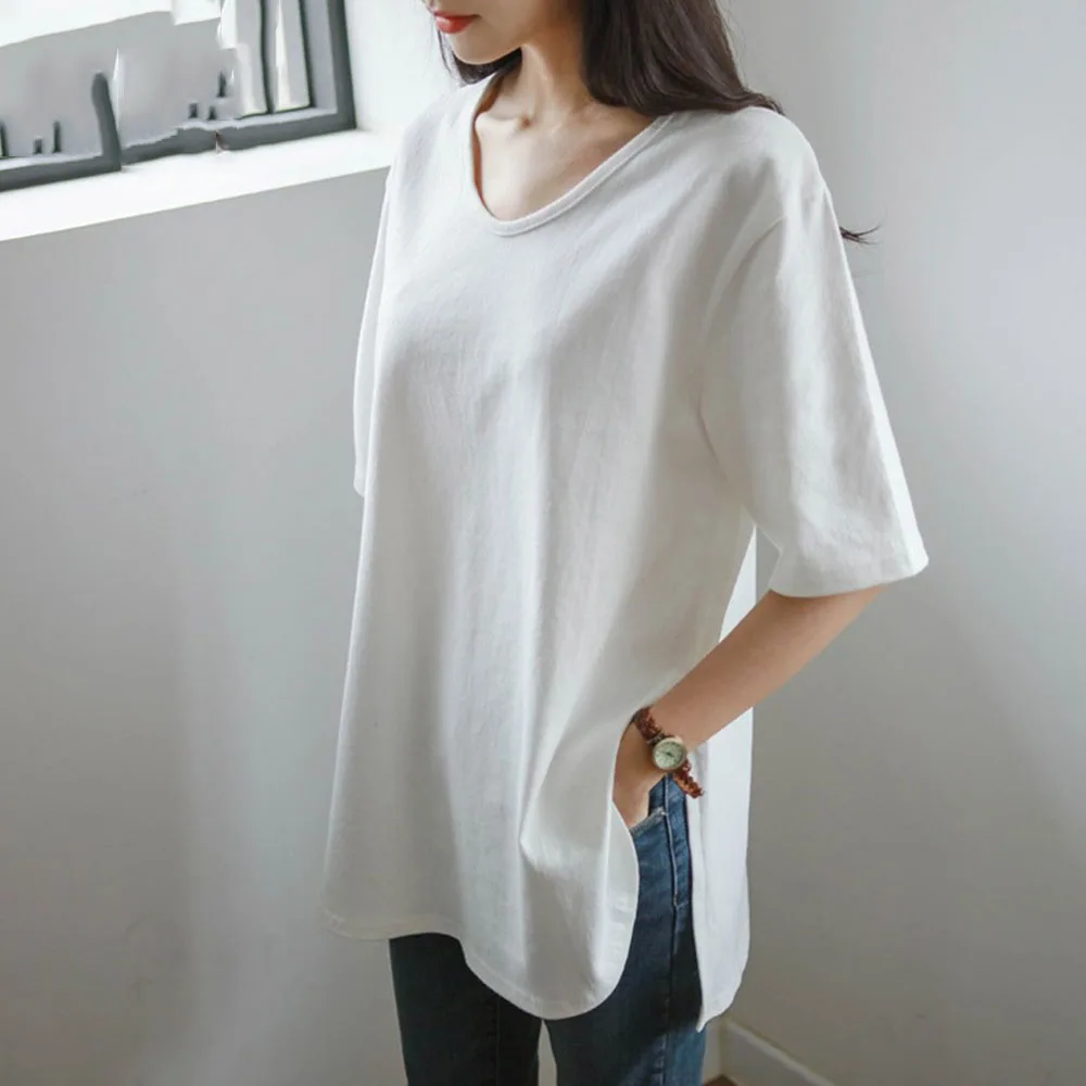 Повседневная Женская белая футболка корейские летние женские Топы с коротким