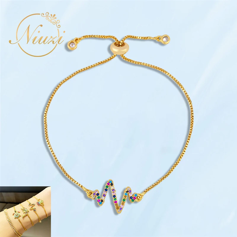 

2021 New Trend Fashion Bracelets For Women Vintage Luxury Fine Gold Color Teen Girls Bracelet Rainbow Zircon Couple Female Gifts
