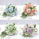 1 букет искусственных цветов, различные шелковые букеты роз, пион гортензии, винтажные поддельные цветы для невесты, Семейная свадьба