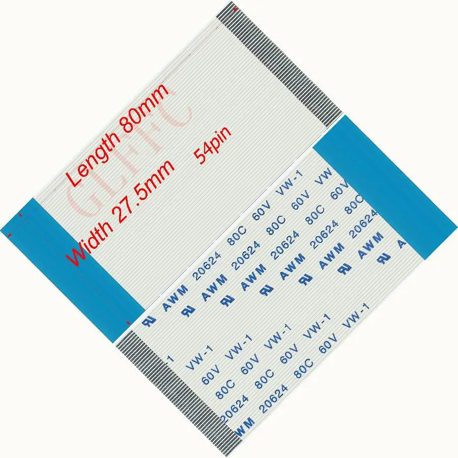 Гибкий плоский кабель 54pin 0 5 Шаг 80 мм-500 мм B-тип FFC awm 20624 ROHS для TTL LCD DVD Компьютера |