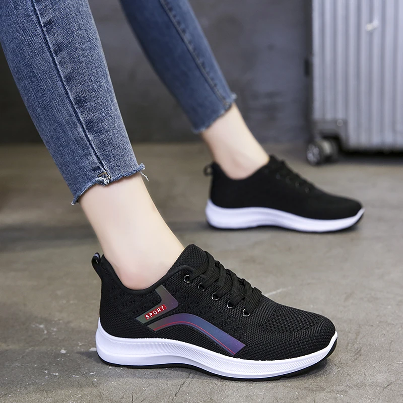 

Women's Sneakers Mesh Solid Color Lace-up Sports Casual Shoes Designer Brand Luxury Women's Vulcanize Shoes Sneakers Women 2021
