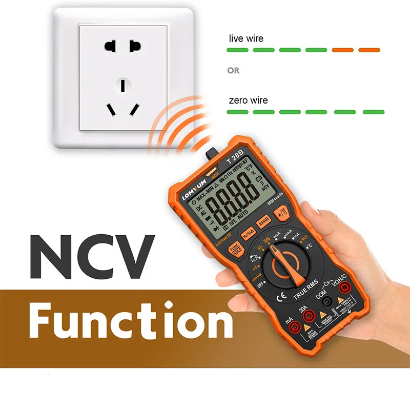 LOMVUM TRMS Digital Multimeter True RMS Auto/Manual Range 6000 Count Multimeter Tester 2 Probes Voltage DC/AC Analog Bar Backlit