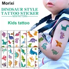 Имитация татуировки, наклейки для детей, мультяшный динозавр, ультратонкая переводная фольга, тело, рука, временная татуировка WM011
