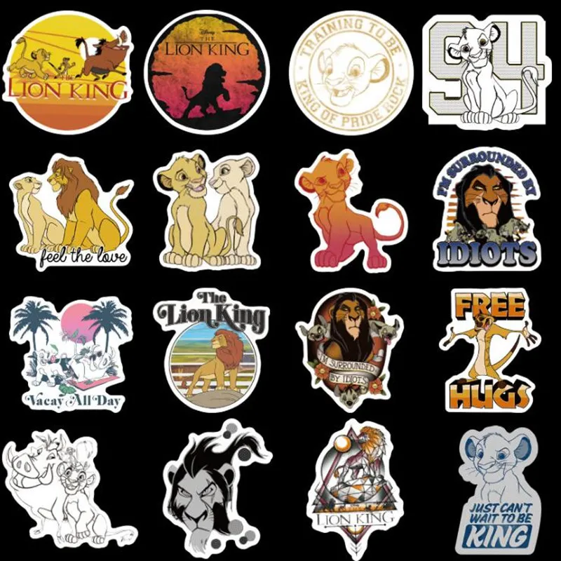 50pcs disney pvc waterproof lion king stickers animals cool sticker for laptop car styling phone bicycles luggage motorcycle free global shipping