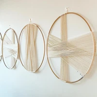 creative round wall decoration macrame wall hanging nordic simple gold hoop cotton woven tapestry hanging ornaments mandala