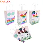 3 шт., вечерние принадлежности для Русалочки, 3 шт., крафт-бумажные пакеты, хвост русалки, упаковка подарочный пакет, для детей, для дня рождения, свадьбы, вечерние, Декор