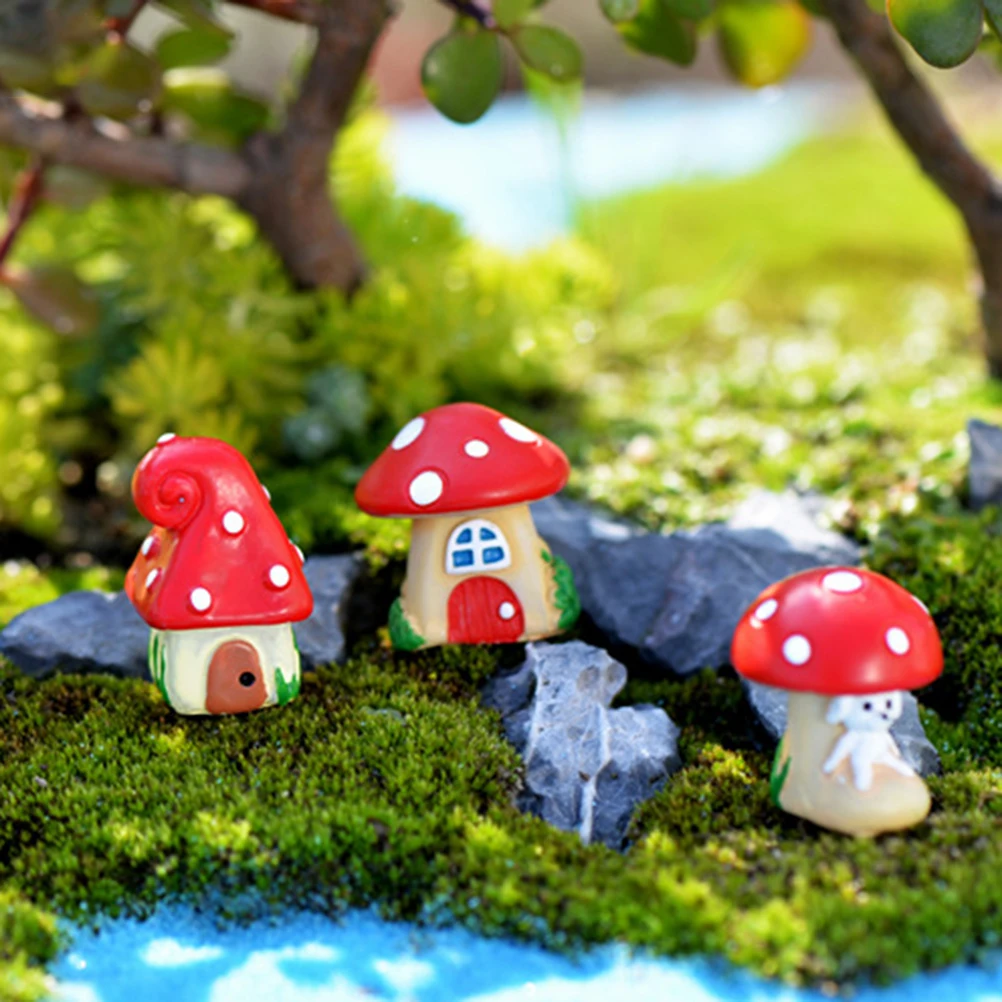 

1 Pcs Miniatures Cottage Shabby Red Mushroom House Fairy Garden Gnome Moss Diy Crafts Terrarium Decor