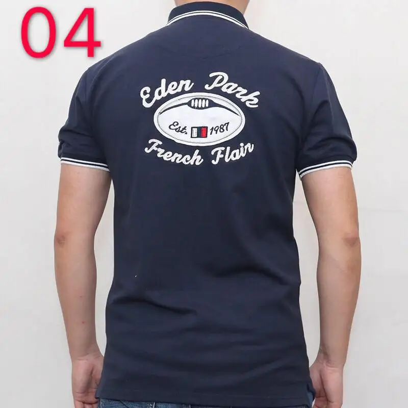 Hombre eden park Топ для мужчин с коротким рукавом Повседневная рубашка для регби camisa вышитая eden park polo мужская Тонкая однотонная хлопковая