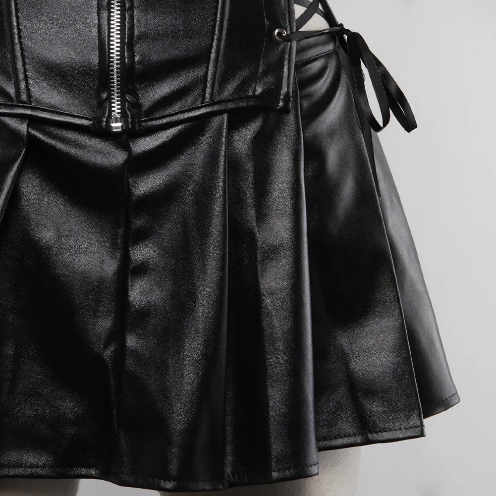 Женская юбка из искусственной кожи корсет бюстье готическое платье на молнии