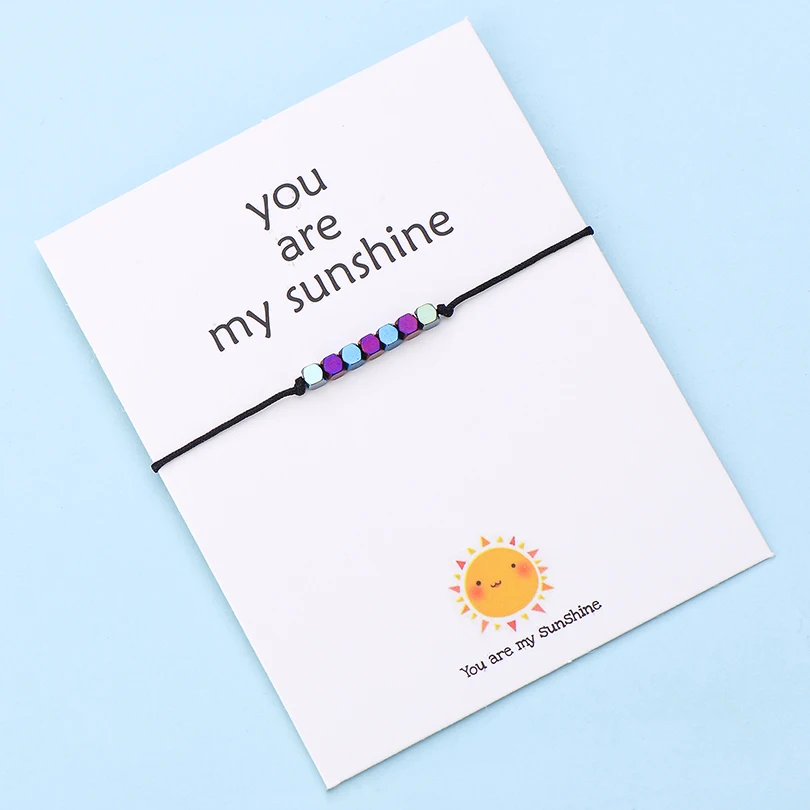 IYOE Wish Card You Are My Sunshine крошечные бусины браслеты с подвесками для женщин и мужчин геометрические бусины ручной работы красный браслет с нитью подарок