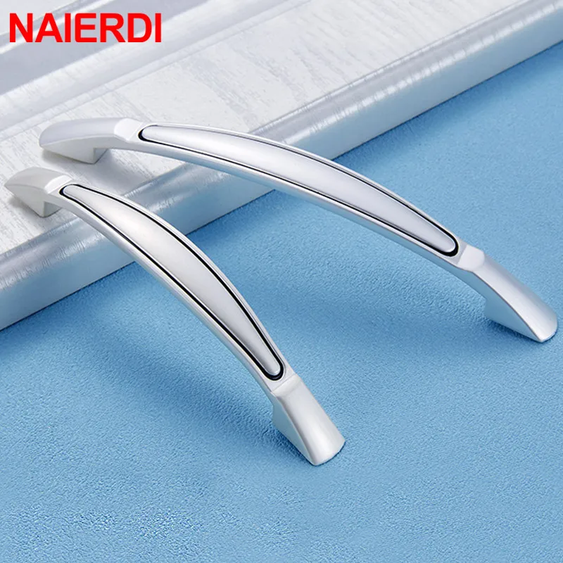 Винтажные бронзовые ручки NAIERDI для кухонного шкафа однотонные ящиков серебряные