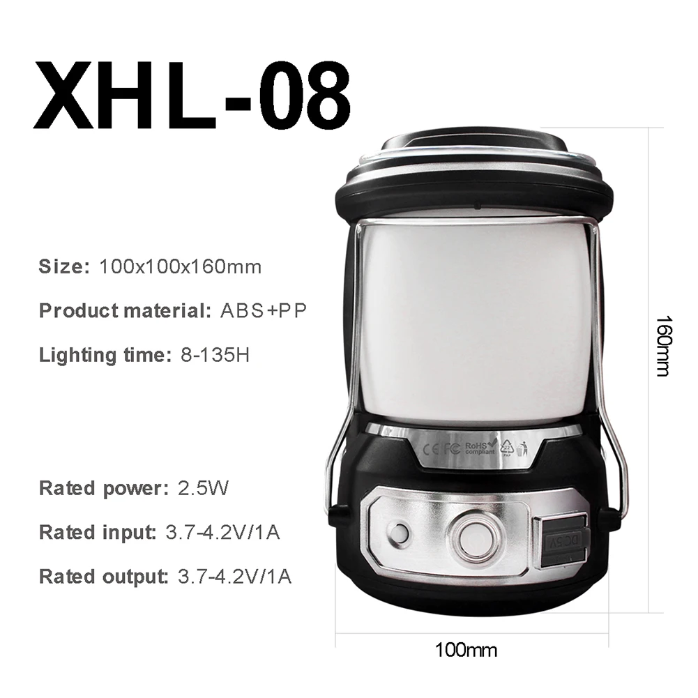 

Camp Lamp LED Camping Light USB Rechargeable Waterproof Flashlight Multifunctional Emergency Lights Outdoor Camping Supplies