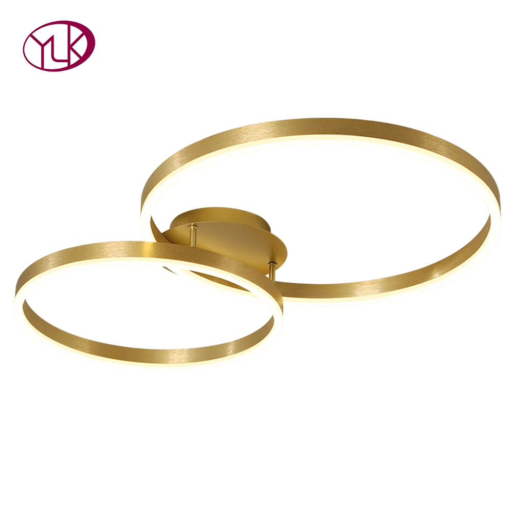 

Modern Led Ceiling Light Brushed Gold Creative Rings Nordic Design Lamp Project Luminary in The Bedroom Living Room Aluminum AC