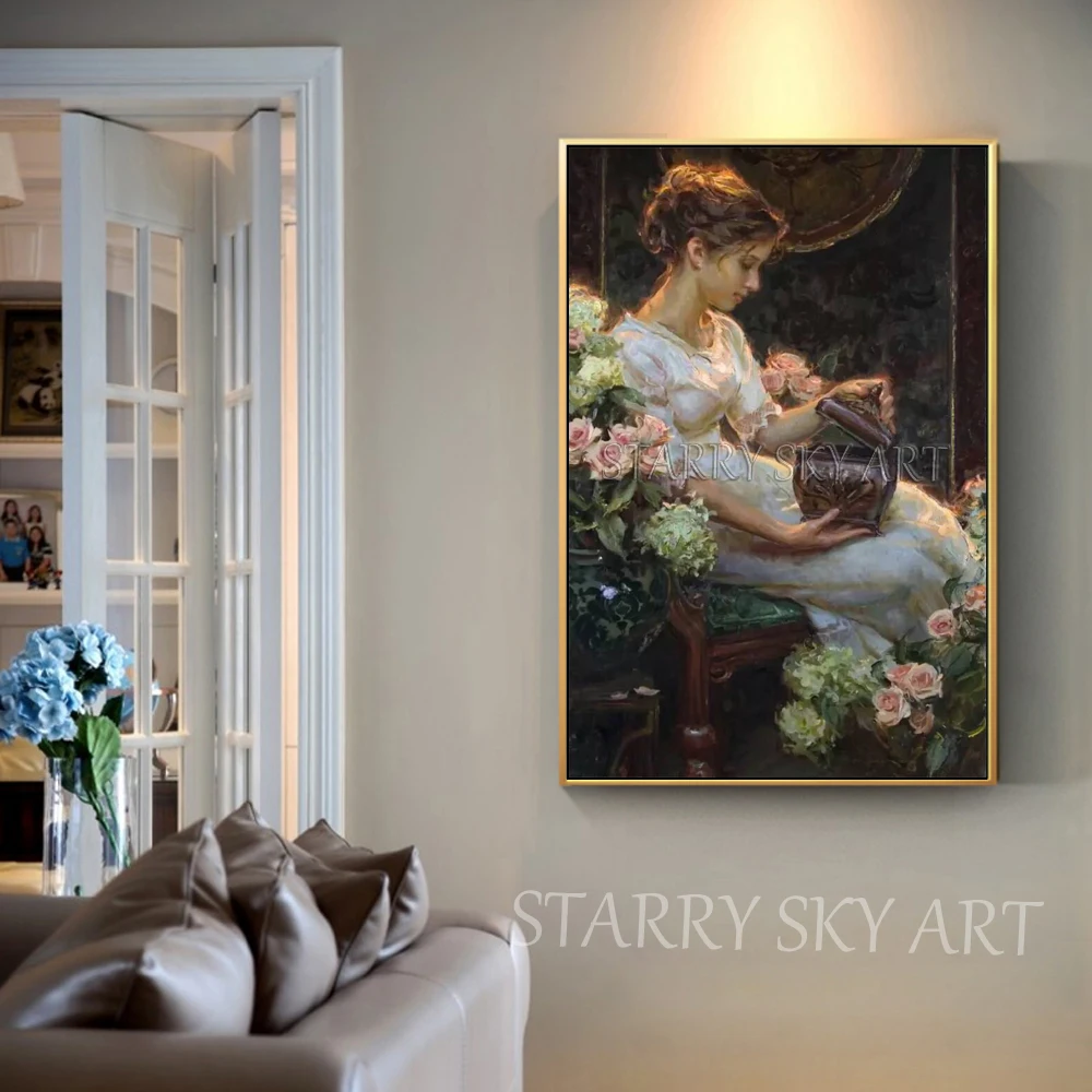 Goede Handgeschilderde Hoge Kwaliteit Impressionistische Dame Figuur Olieverfschilderij Mooie Side Lady Figuur Olieverf Voor Muur Art