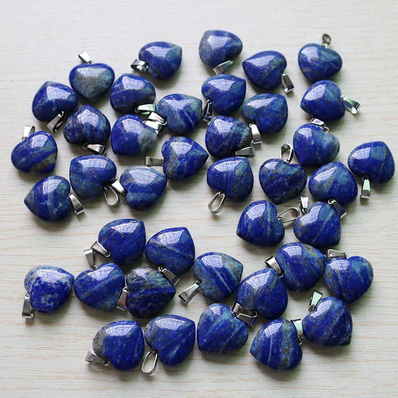 

Fubaoying Lapis Lazuli Natural Stone Heart Wholesale Pendant 25pcs Necklace Gemstones 20mm For DIY Jewelry Making
