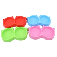 cat face shape double bowl pet feeder cat dog antiskid dish environmental protection and safety