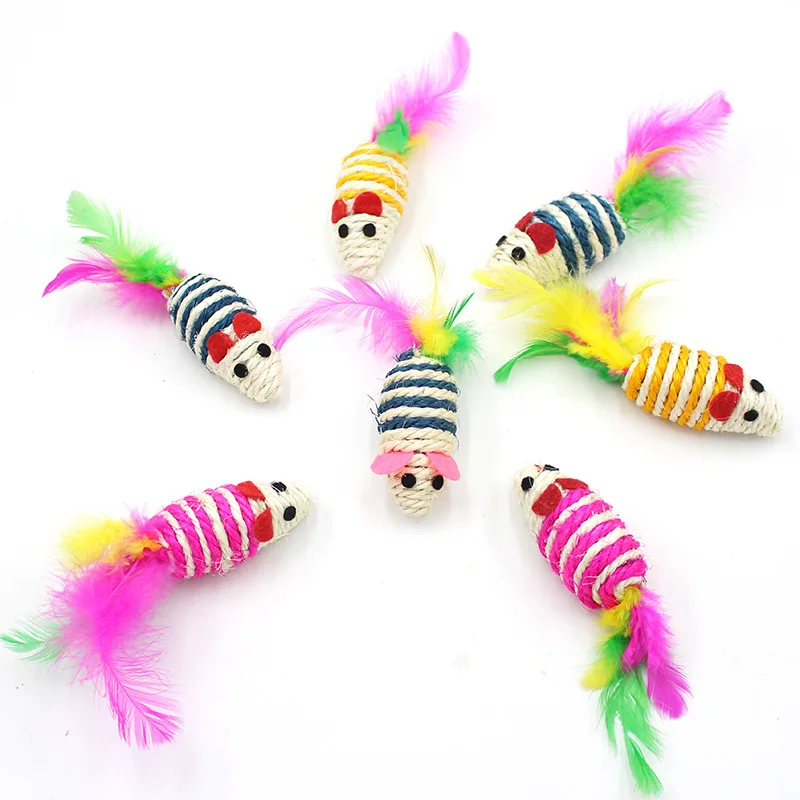 

1pcs/3pcs Pet Cat Toys False Mouse Mini Funny Playing Toys for Cats with Colorful Feather Sisal Mini Mouse Toys Pet Supplies