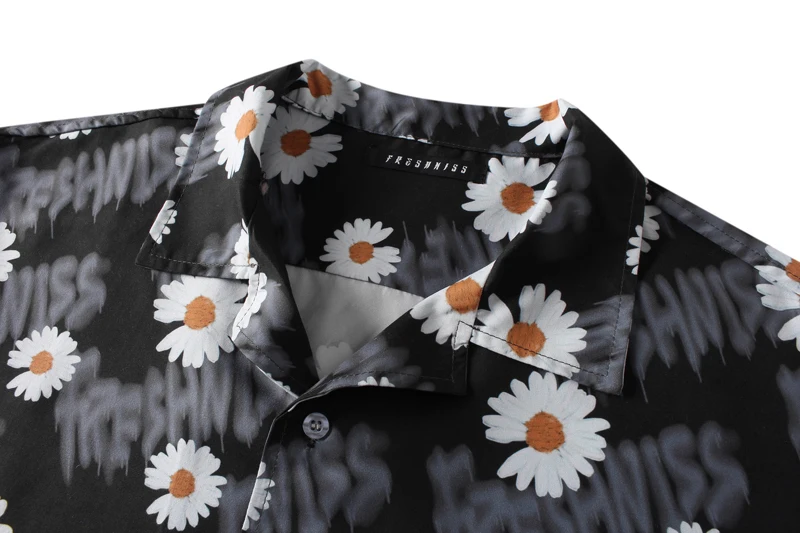 Рубашка мужская с цветочным принтом уличная одежда в стиле хип хоп из чистого