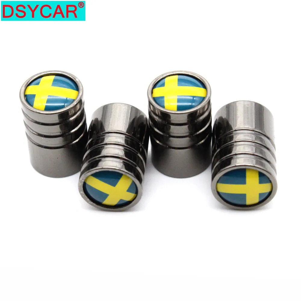 DSYCAR 4 Pcs/Set Car Styling Copper Sweden National Flag Tire Valve Caps Wheel Tires Stem Air Cap Airtight Covers | Автомобили и