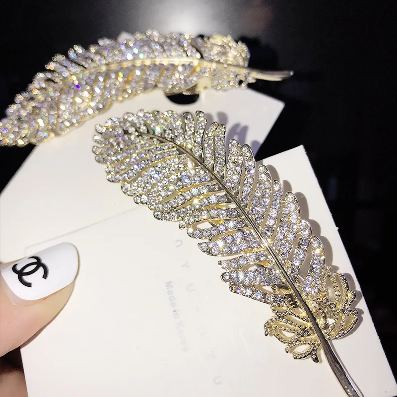 

Shining Imitation Diamond Feather Hair Clips Pinna Side Clip Wedding Party Barrettes Rhinestone Spring Hairpin Hair Accessories