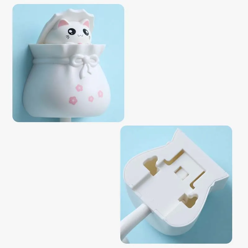 

Cartoon Cute Cat Decorative Hooks Wall Mounted Key Bag Holder Creative Household Living room Bathroom Organizer Accessories