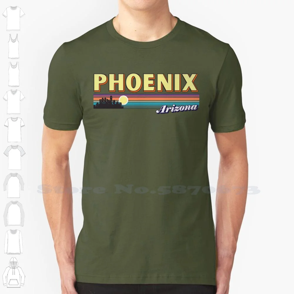 

Vintage Phoenix City Arizona Az Skyline Retro 70S 80S Stripes Style Black White Tshirt For Men Women Phoenix Phoenix City