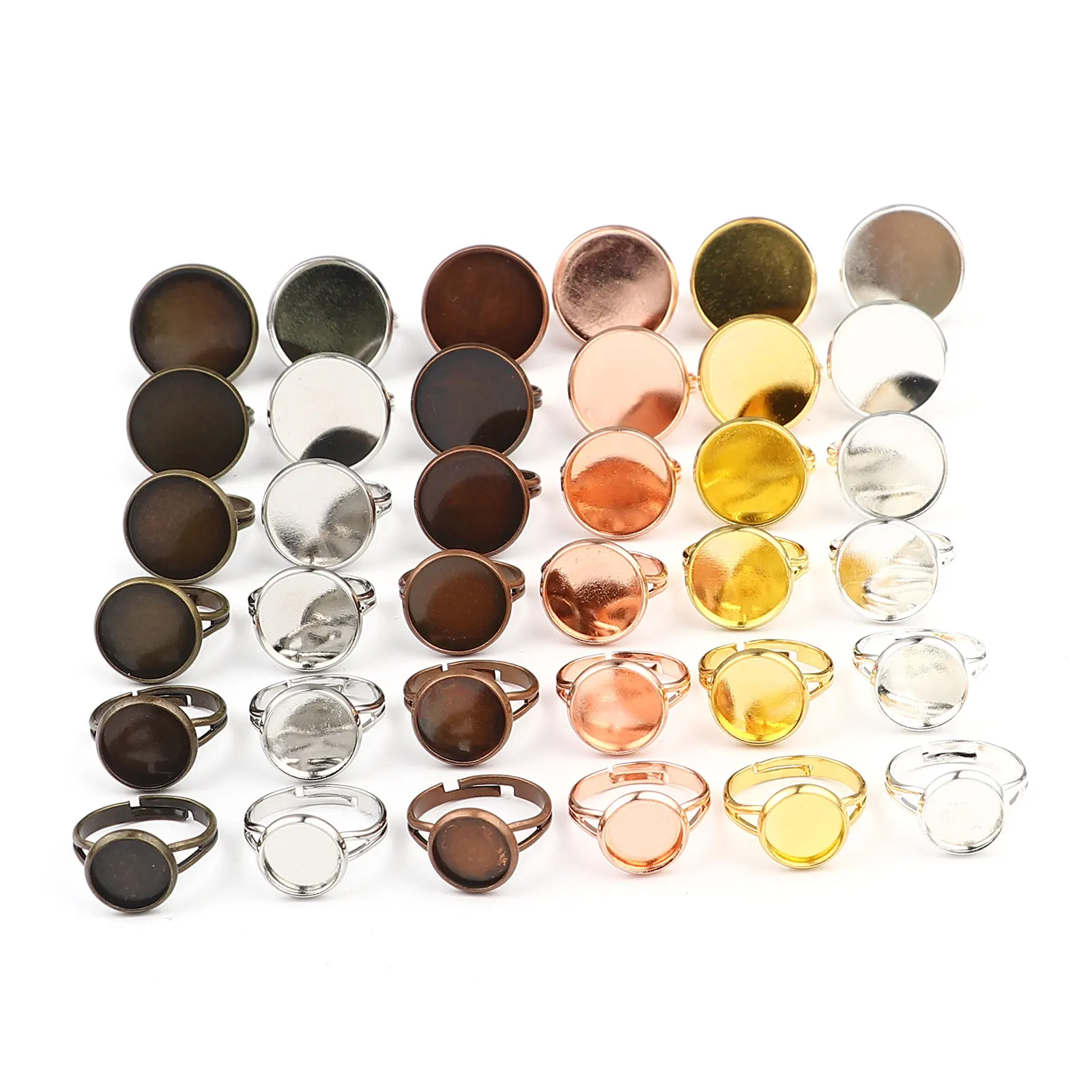 

Copper Cabochon Settings Rings Round Cabochon Settings DIY Making Jewelry Findings(Fit 10mm-20mm Dia.) 17.3mm(US Size 7), 10PCs