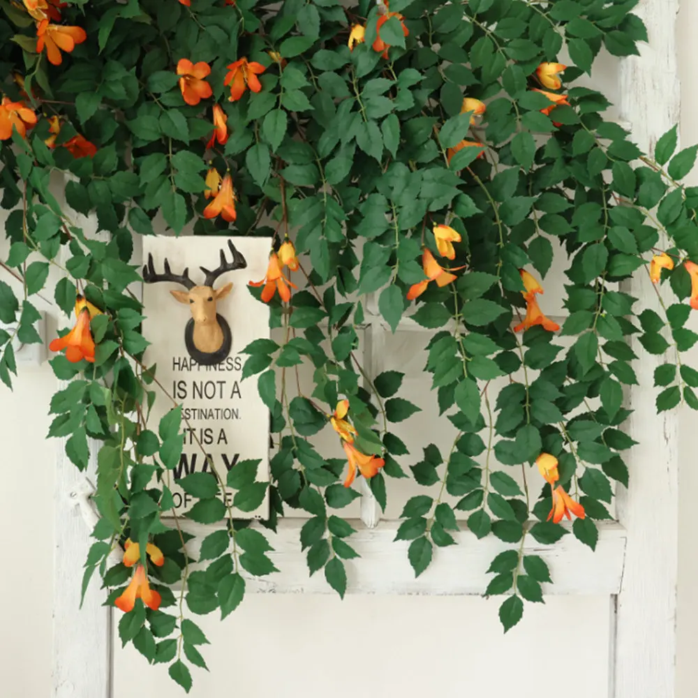 Home Decor Rattan Decoration Simulated Climbing Clouds 185cm Long Green Silk Cloth+Metal Artificial Ivy Leaf Garland Plants |