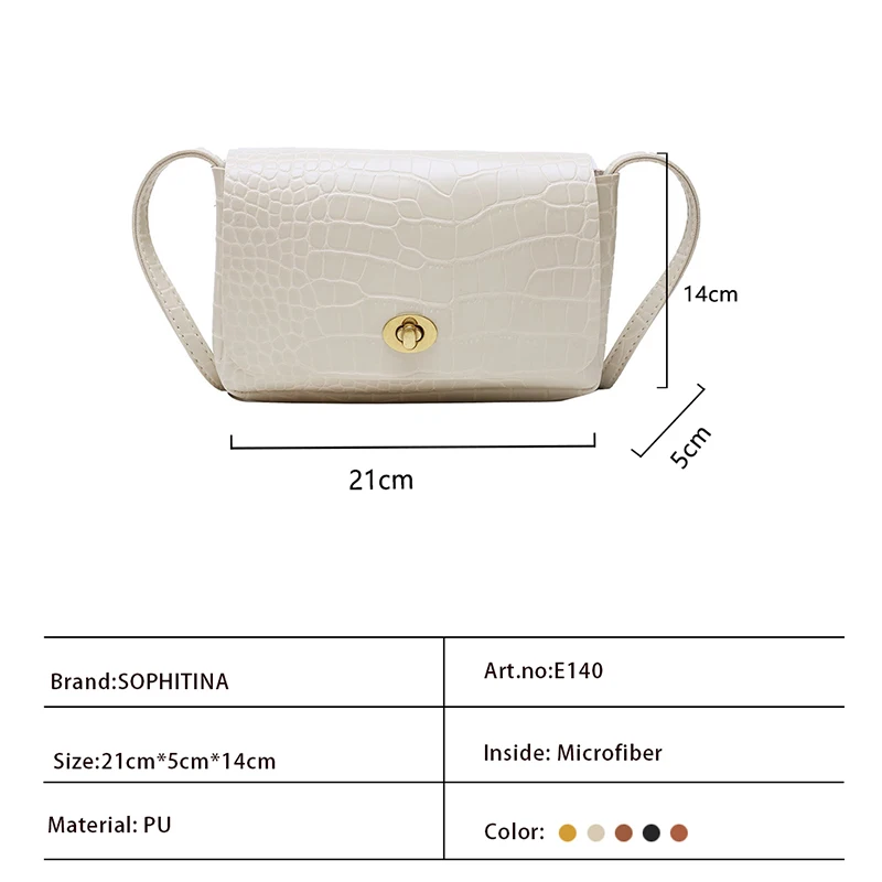 

SOPHITINA Fashion Shoulder Bags Casual Striped Hasp Soft Flap Pocket Women's Bags Portable Metal Decoration Messenger Bag E140