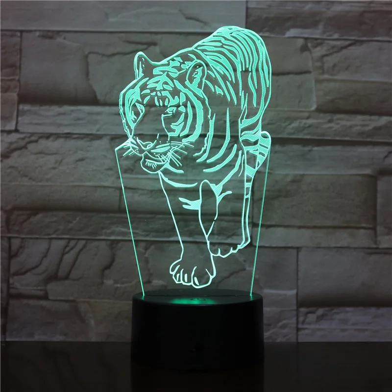 3D Ночник светильник s Tiger Animal с 7 цветами для украшения дома лампа удивительная
