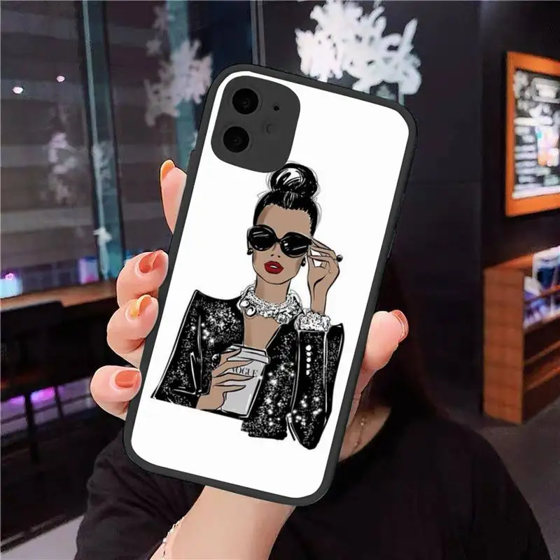 

Boss Girl Lady Pattern Phone Case For iphone 12 11 8 7 plus mini x xs xr pro max matte transparent cover