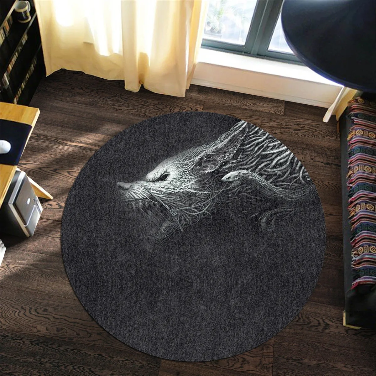 

Viking Style Carpet Fenrir Wolf 3D All Over Printed Rug Non-slip Mat Dining Living Room Soft Bedroom Carpet