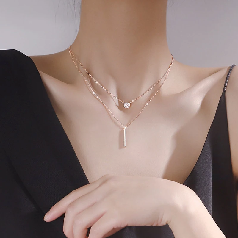 

Double-layer necklace female clavicle chain 2021 new summer simple ins cold wind light luxury niche design necklace