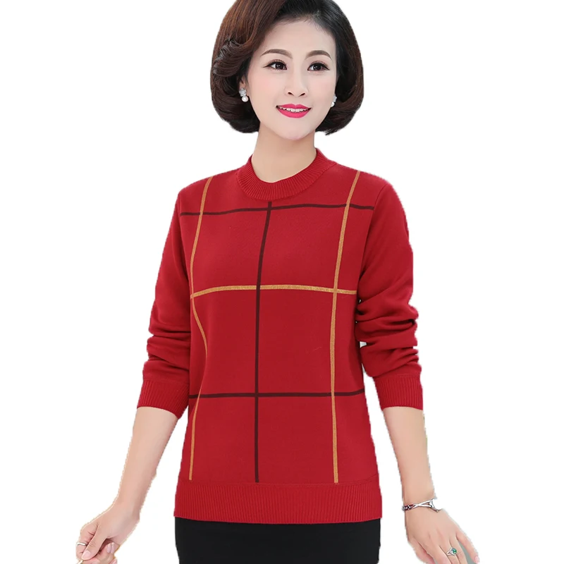 Женский Толстый Пуловер размера плюс для женщин среднего и пожилого возраста